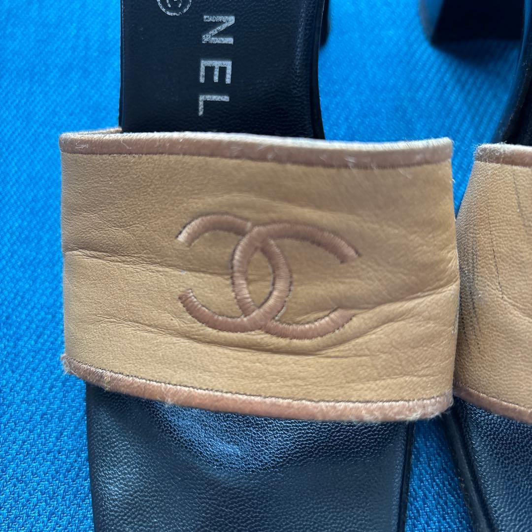 CHANEL ベージュ ブラック ミュール
