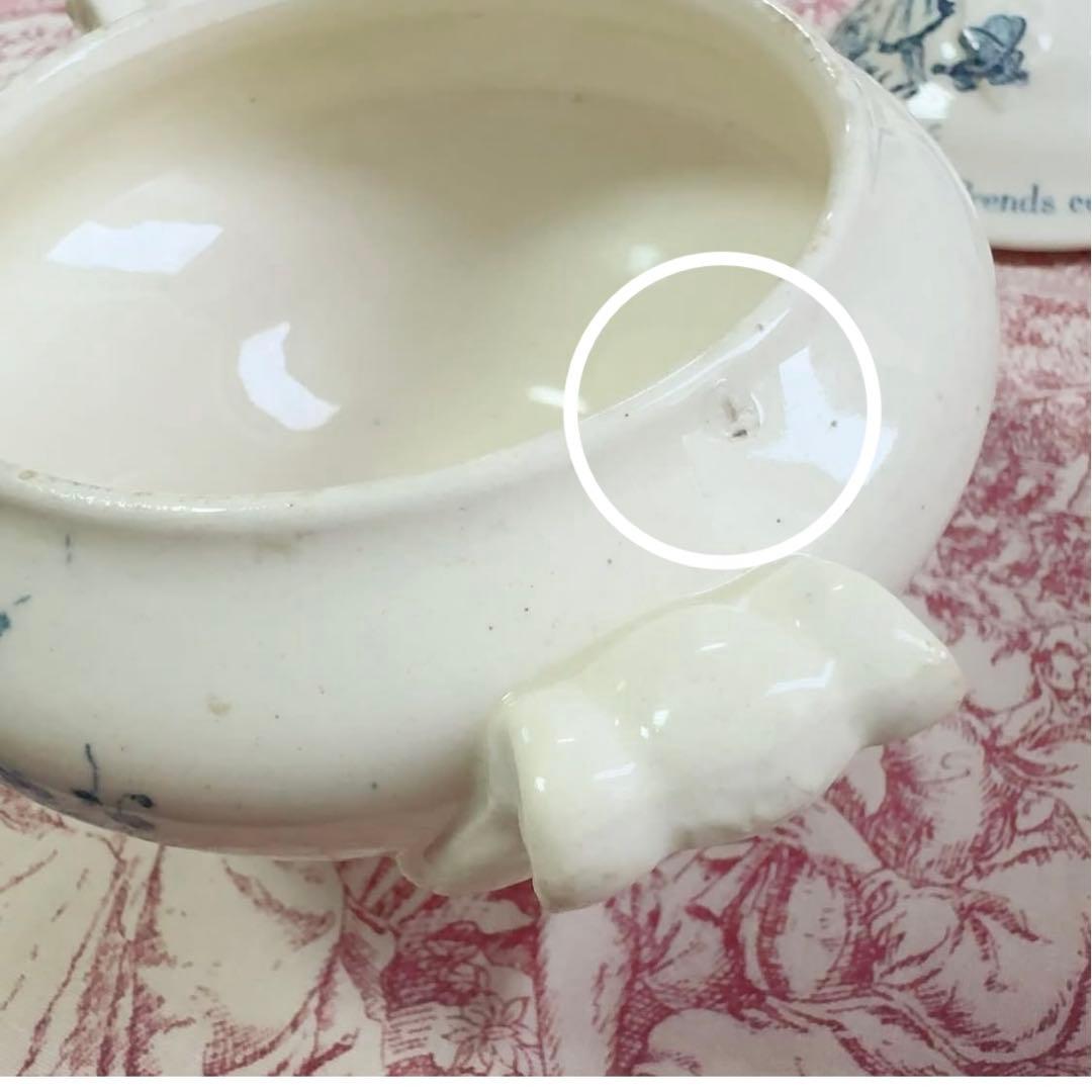 フランスアンティーク おままごと食器 赤ずきん 青 スーピエール