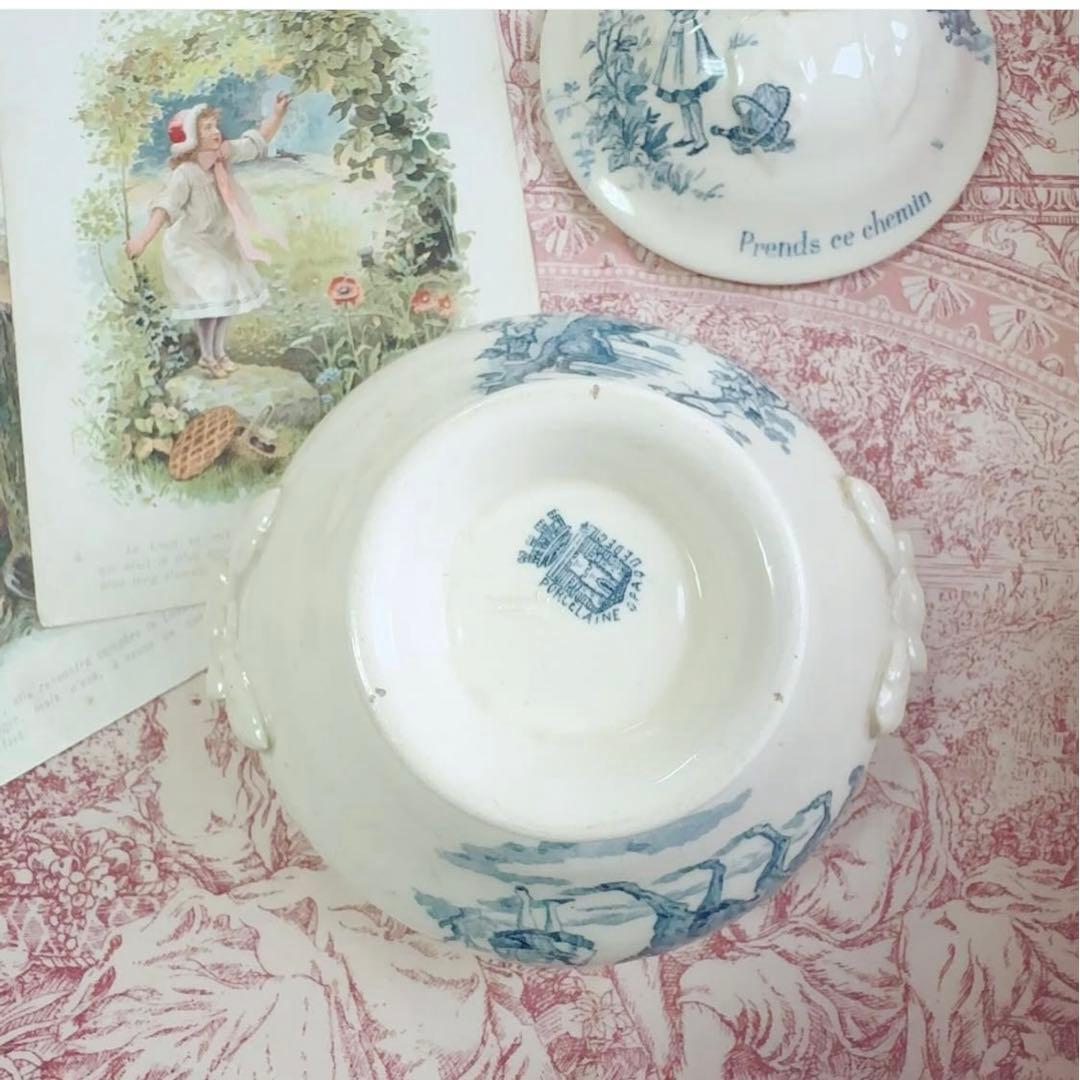 フランスアンティーク おままごと食器 赤ずきん 青 スーピエール