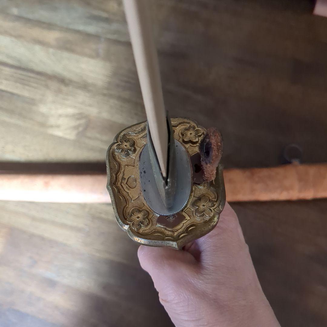 模造刀　竹光　鞣し革鞘 金属鍔(年代物)