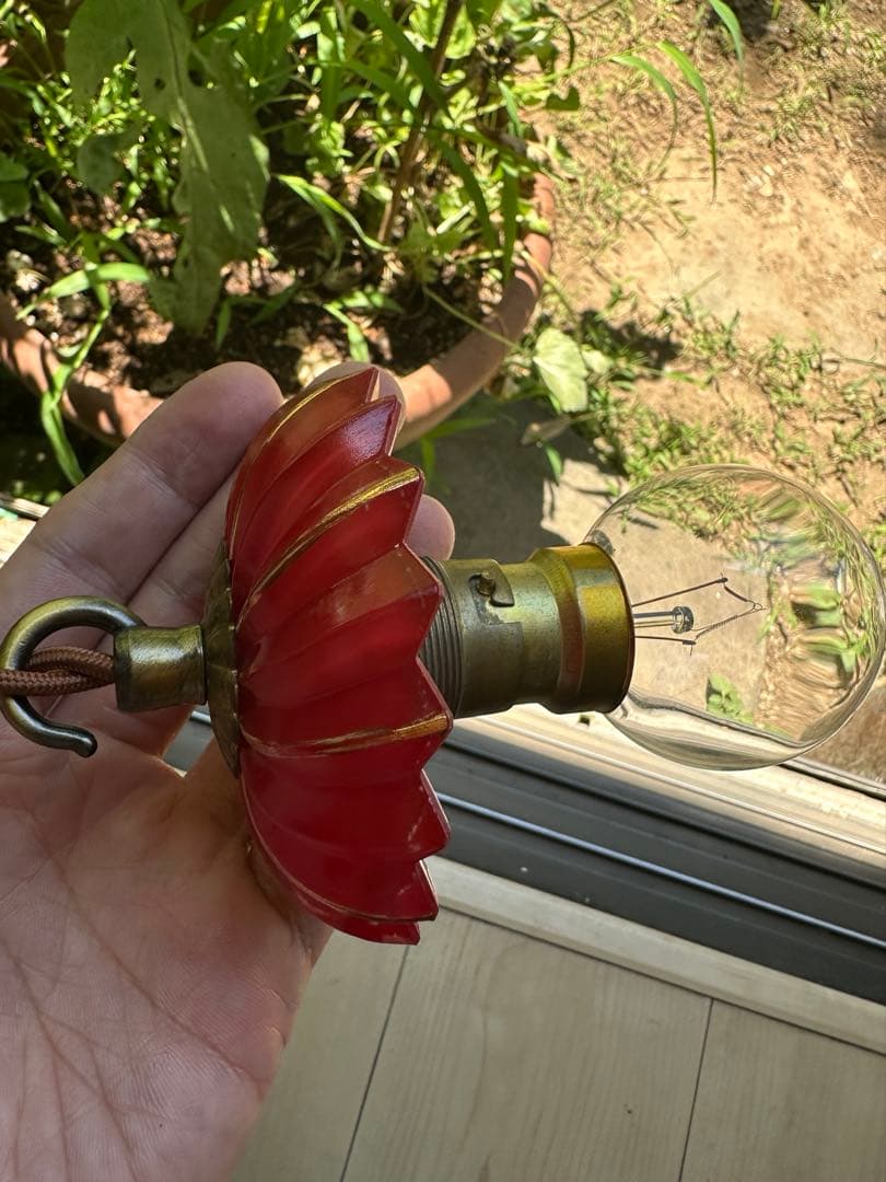 20s フランス アンティーク 希少なクランベリーガラスの螺旋模様