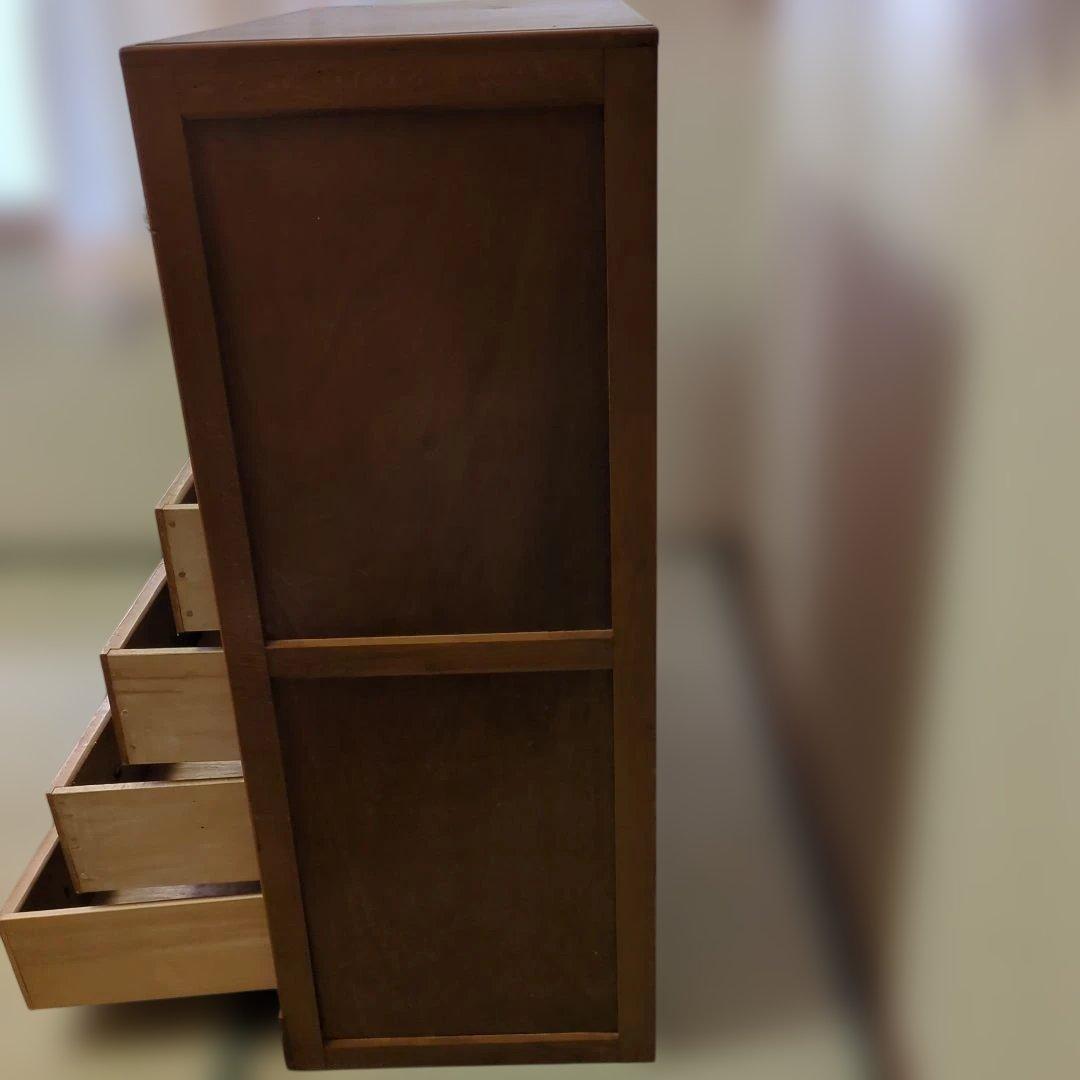 昭和 レトロ タンス 箪笥 チェスト 引き出し 波板ガラス ガラス戸