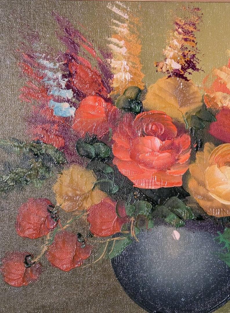 【真作】絵画　油彩6号　花のある静物　華やかな色彩が魅力の油彩画　W54