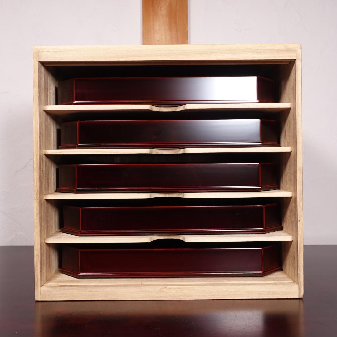 輪島塗の名店 五島屋謹製 溜塗 裏黒塗 布張 卓上膳 盆 5