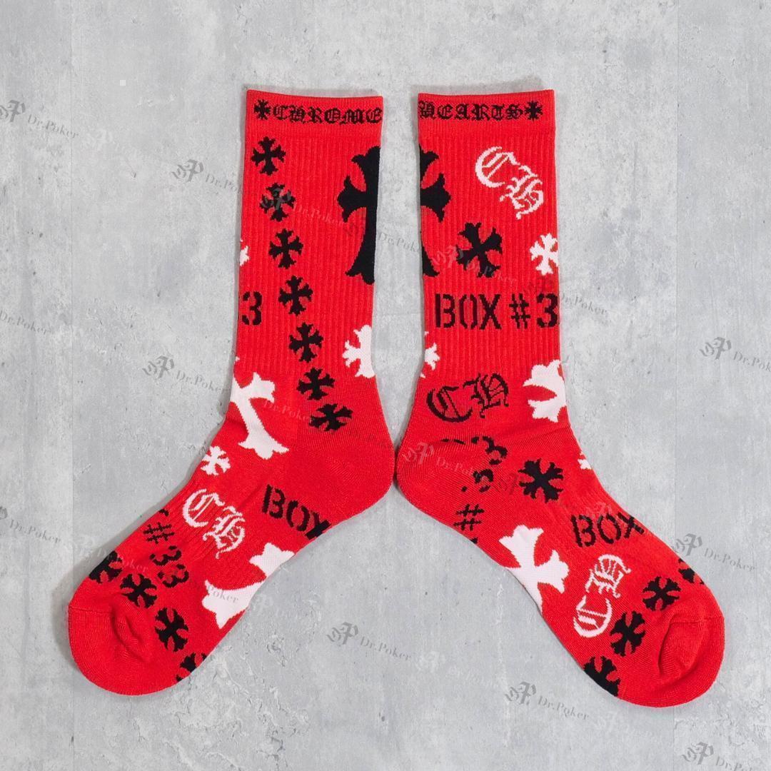 【新品】Chrome Hearts ステンシル ソックス 靴下 赤 S Brand New Chrome Hearts Stencil Socks (Black, White, Red 3sets