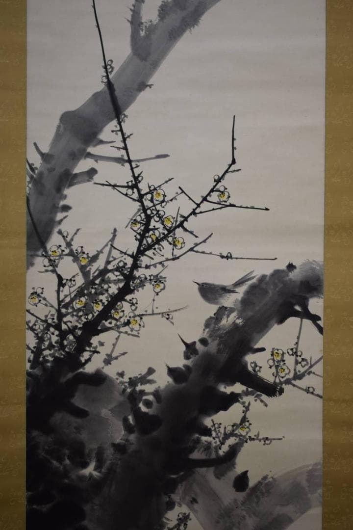 真作/高橋秋華/老梅図/桐共箱付/布袋屋掛軸HE-516