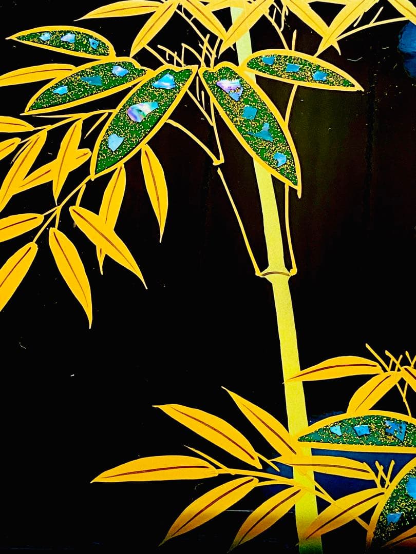 会津塗　オルゴール付きジュエリーケース　笹竹