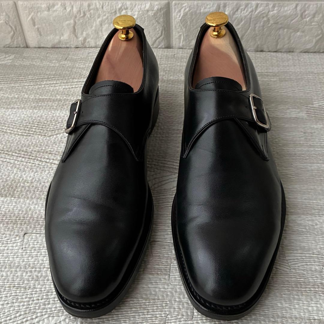 ユナイテッドアローズ 革靴 黒 UK7 シングルモンクストラップ フォーマル