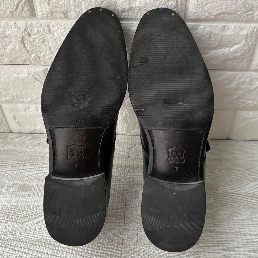 ユナイテッドアローズ 革靴 黒 UK7 シングルモンクストラップ フォーマル