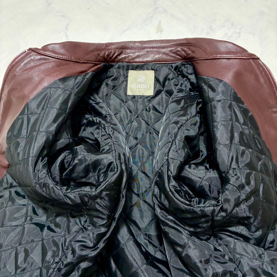 ナノユニバース ライダースジャケット シングル キルティング 羊革