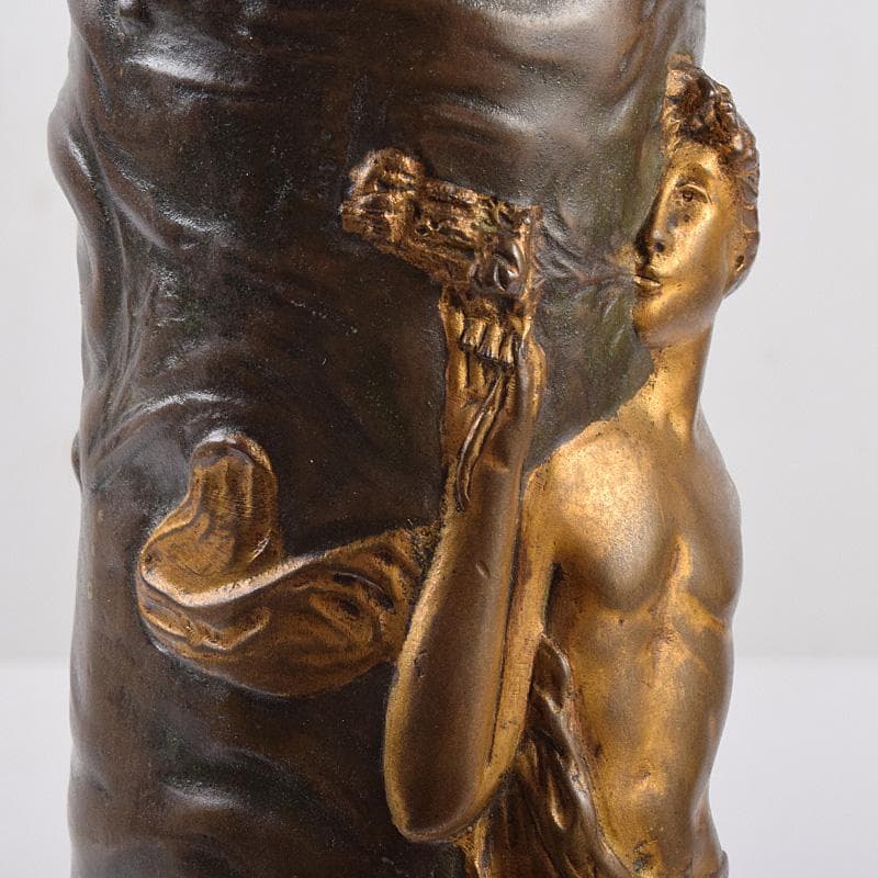 西洋美術 シャルル・ロシェ ブロンズ 男性像刻 花瓶 M R8972