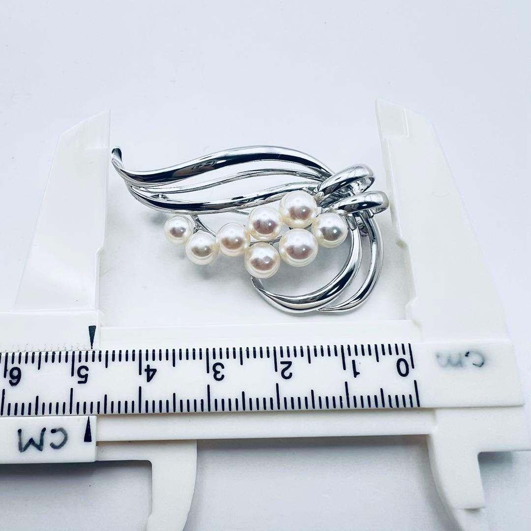 超美品 ミキモト アコヤパール 8粒 6mm-5mm シルバーブローチ M刻印