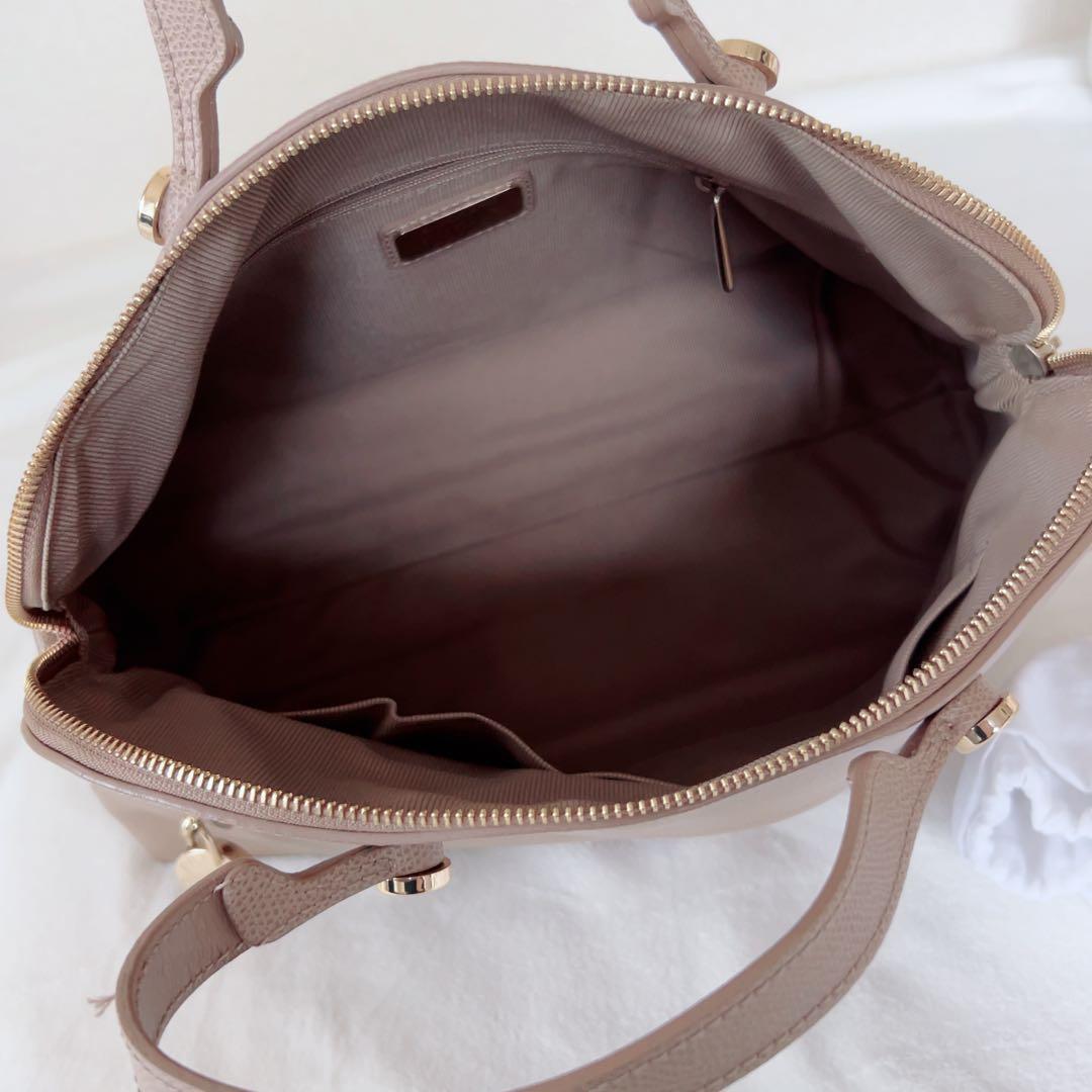 【美品】FURLA フルラ パイパー L ベージュ ハンドバッグ