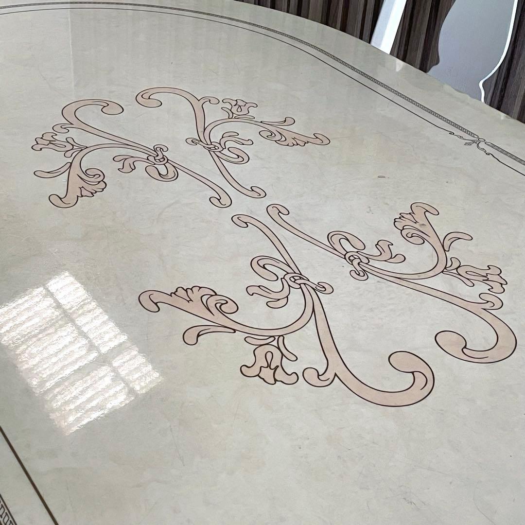 【イタリア家具風】ダイニングテーブルセット 4人掛け オーバル型 サルタレッリ風