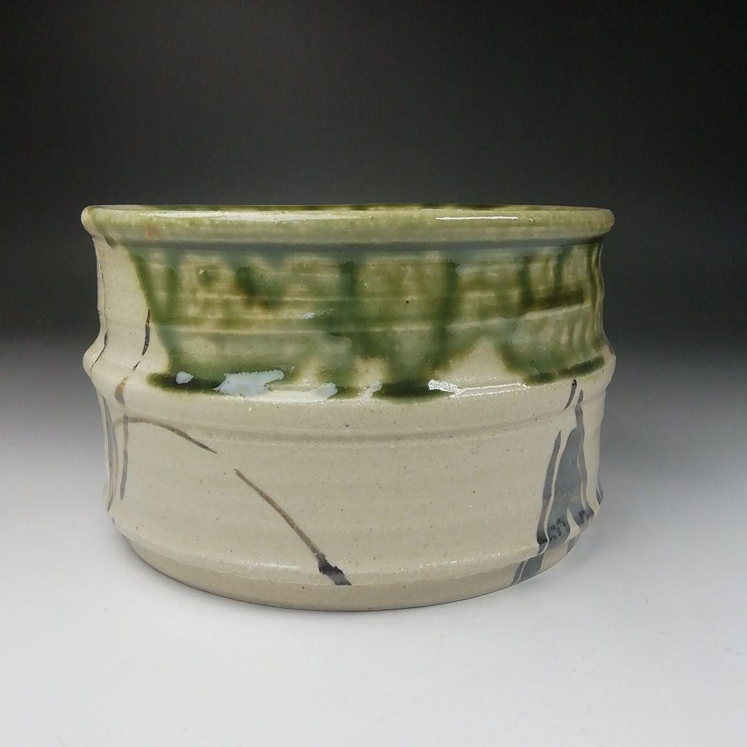 Ｔ４８０　建水　『織部焼』『瀧川恵美子 作』　共箱　茶道具