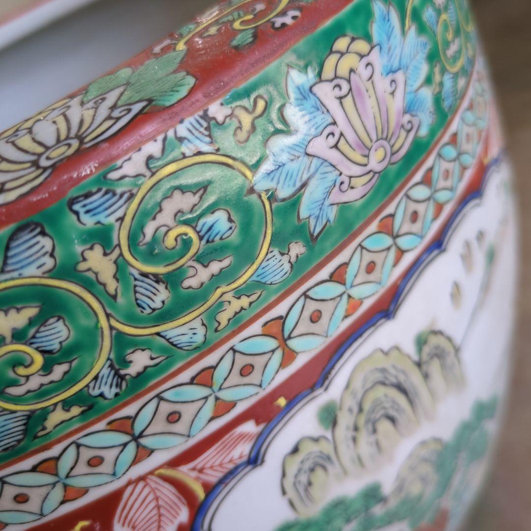 骨董 伊万里 火鉢 十錦手 色絵 鉢カバー 睡蓮鉢 傘立て 金魚 めだか