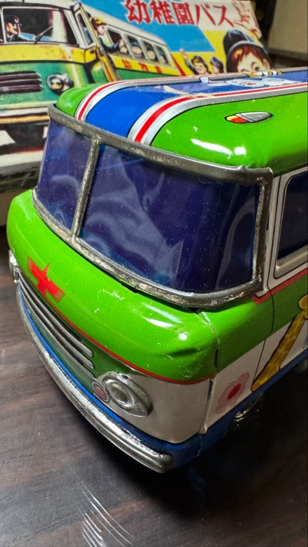 ブリキのおもちゃ 幼稚園バス コミックレッカー車 昭和レトロ