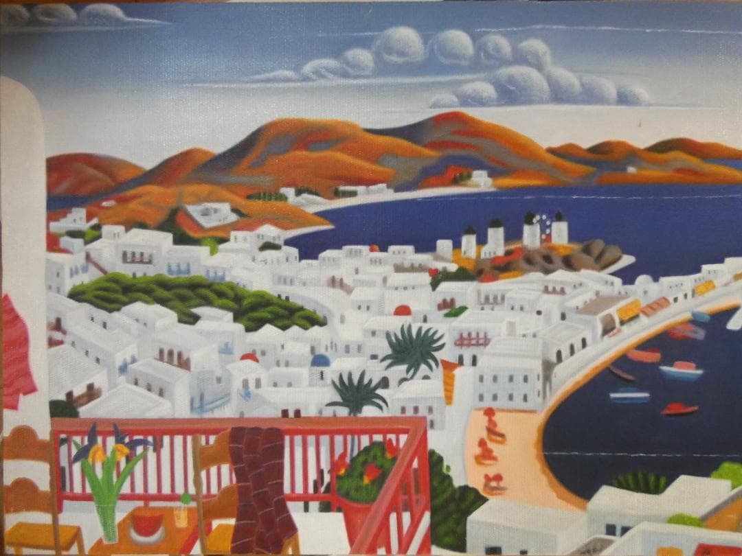 大型油絵　トーマス・マックナイト【　風景　】手描き 肉筆　アメリカ画家 額付き