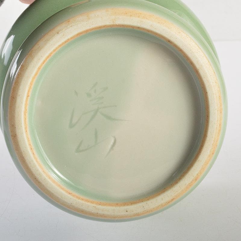 茶道具 京焼 清水焼 平安 加藤渓山作 天龍寺青磁 辰香炉 共箱 C