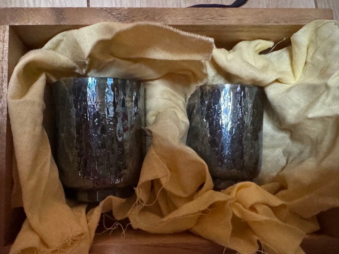 銀製 湯器 お猪口 木箱付き 夫婦湯呑み シルバー アンティーク - メルカリ