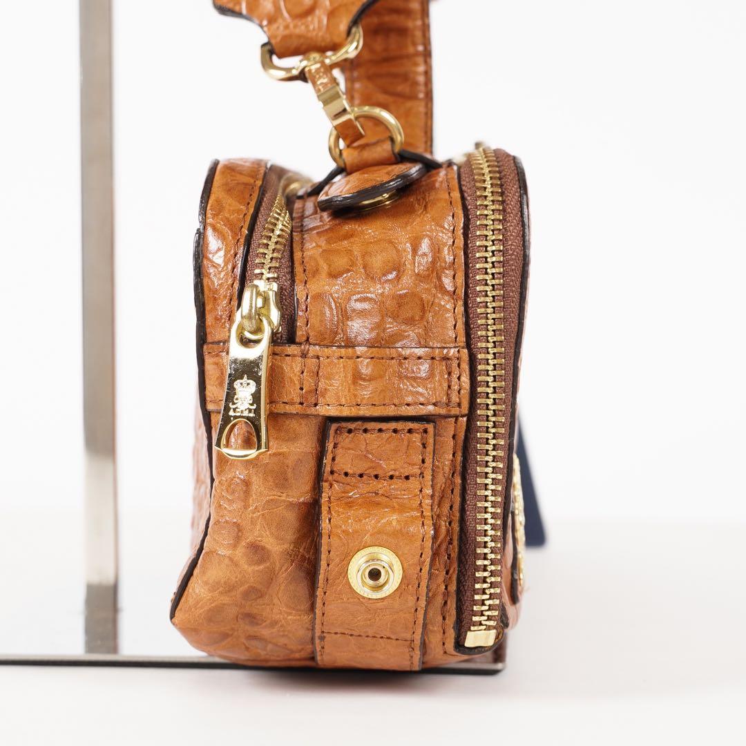 【極美品✨】ADMJ 保存袋付き 2way クロコ型押し レザー ブラウン