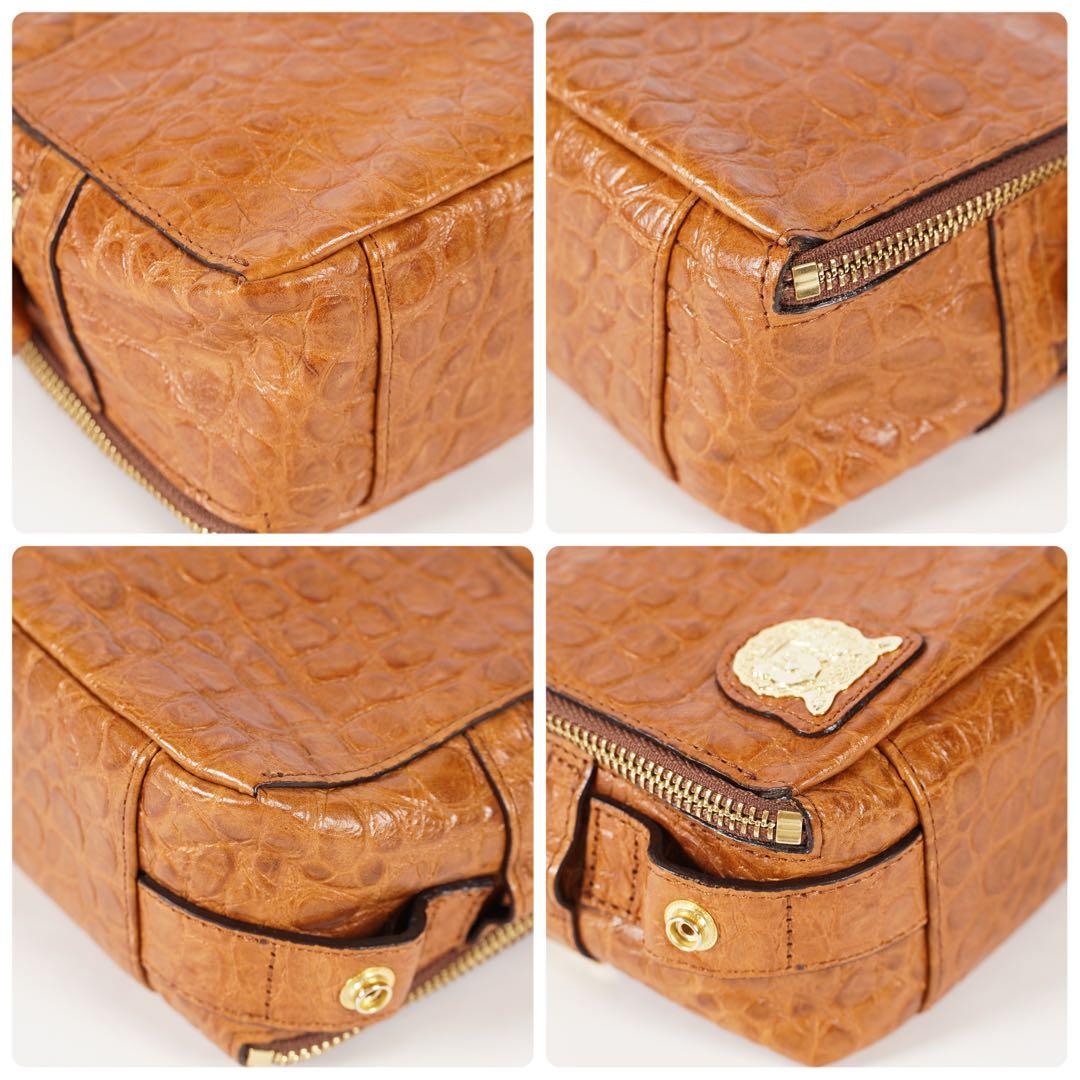 【極美品✨】ADMJ 保存袋付き 2way クロコ型押し レザー ブラウン