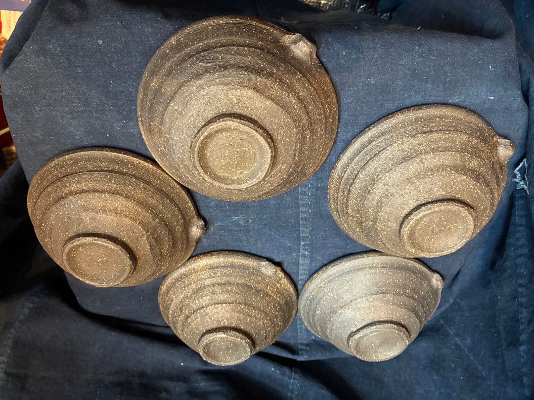 岩谷窯 山本教行 片口小鉢 5客 傷無 直径14.4センチ 民藝