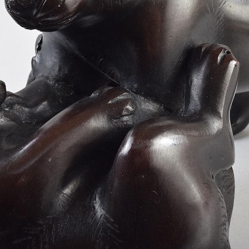 金工師 秀山作 鋳銅 戯れる子犬 置物 共箱 M R9214 - メルカリ