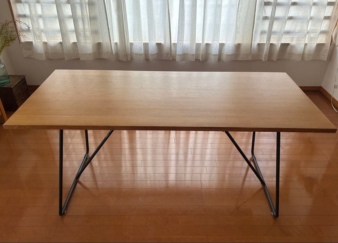 【美品】無印良品◎木製折りたたみテーブル オーク材突板　幅１６０ｃｍ