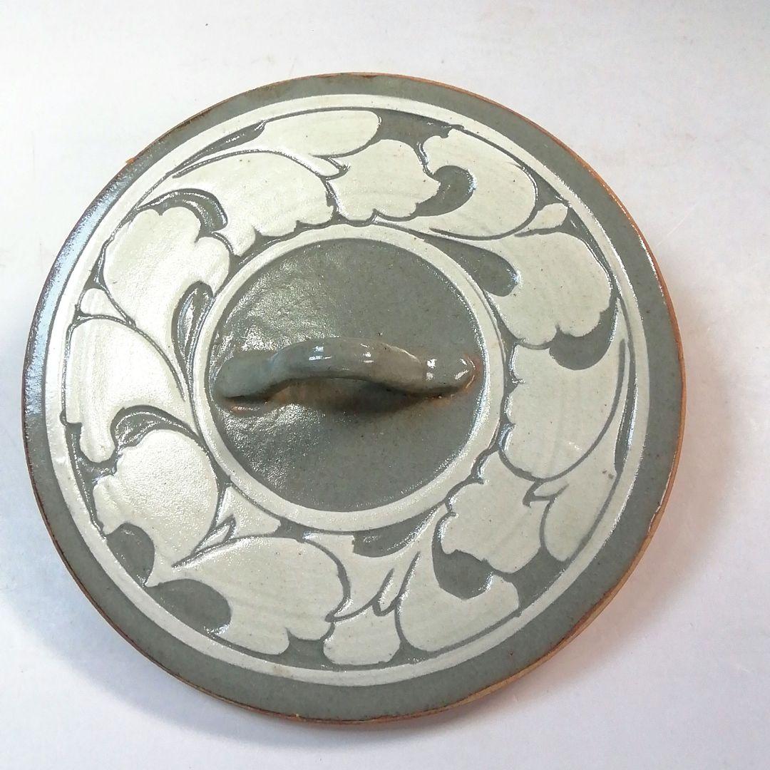 Ｓ７８１　水指　『唐草　中葉』『黃仁哲』　共箱　茶道具