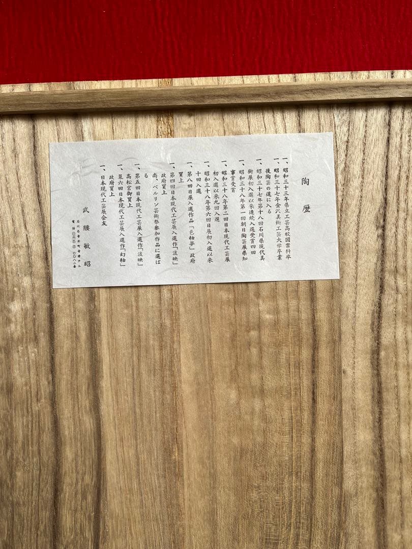 芸術員会員 武腰敏昭作 『色絵九谷 山茶花文』飾皿 約31.5cm