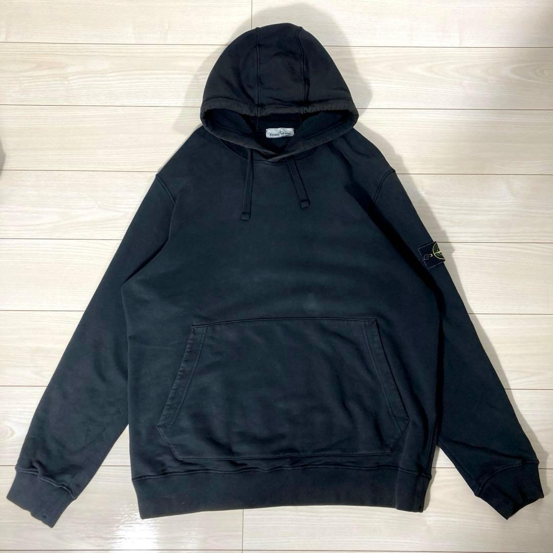 【QR確認済】レア3L ストーンアイランド ワッペンロゴ パーカー黒 入手困難