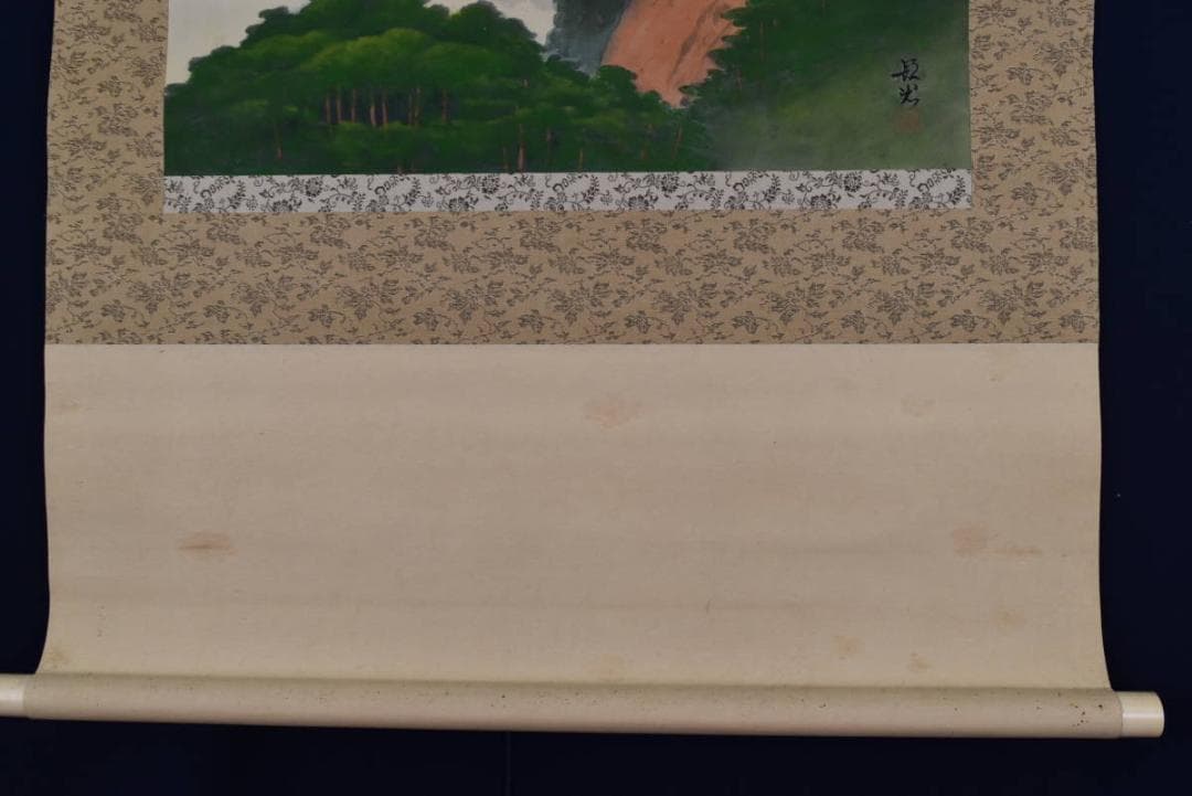 真作】山本朝光/富士山図/山水図/横物/掛軸/名家伝来/AA-995