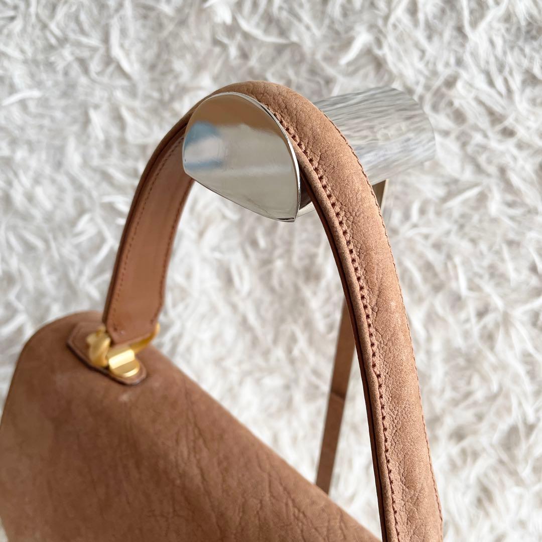 美品 エレファントレザー 2way ショルダーバッグ ゴールド金具 モカブラウン