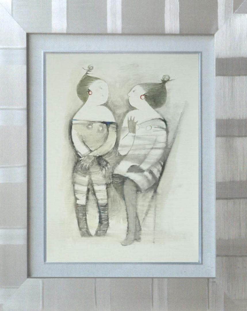 油絵 菅家令子 絵 絵画 インテリア 額付(黒) F6-081712 人物 女性