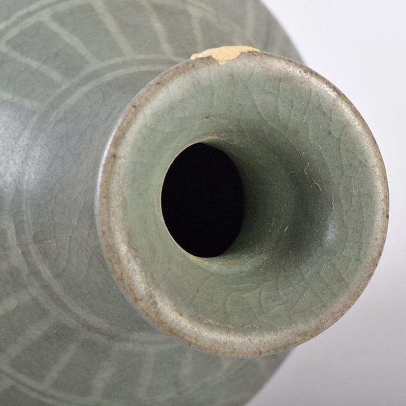 李朝高麗青磁象嵌花文徳利VR7994