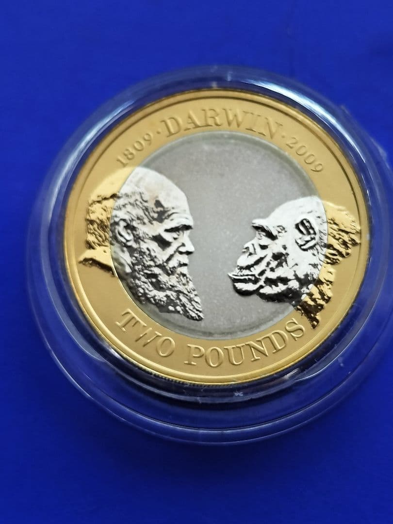 イギリス　2ポンドバイメタルピエフォー銀貨（チャールズ・ダーウィン）2009年 イギリス 2ポンドバイメタルピエフォー銀貨（チャールズ・ダーウィン