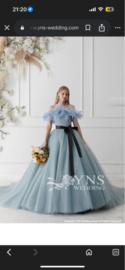 ライトブルー ストラップレスドレス