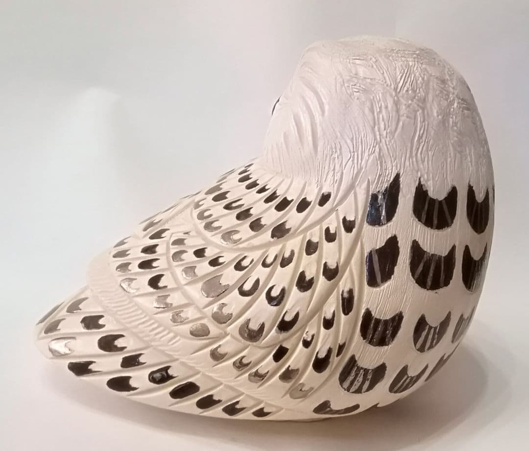 リンコナダ 白フクロウ 陶器 置物