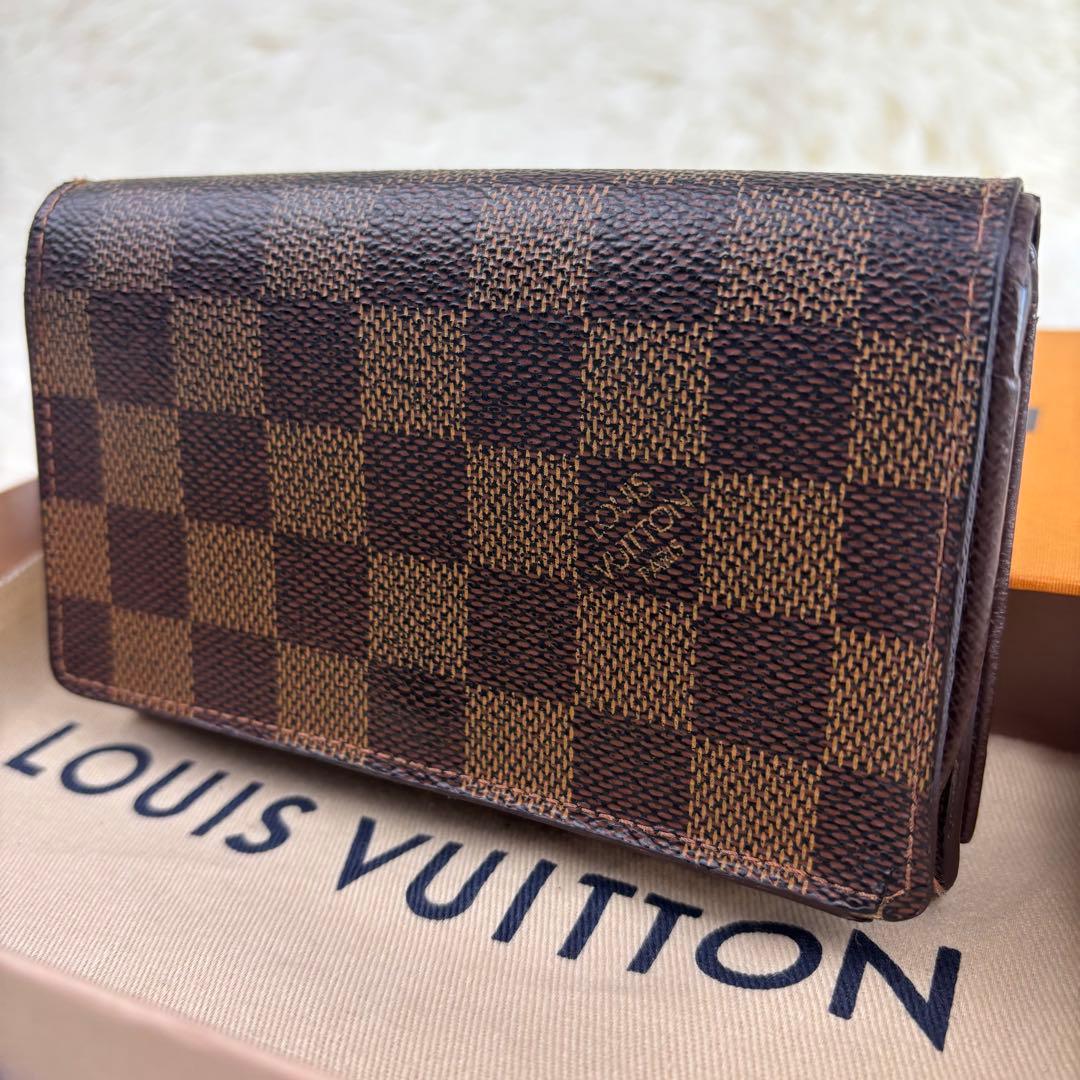 美品！ルイヴィトン ダミエ エベヌ　ポルトフォイユ トレゾール L字財布 LOUIS VUITTON（ルイ・ヴィトン） ポルトフォイユ トレゾール 二つ折り
