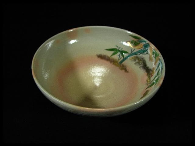 平安 紫峰 茶碗 刷毛目 竹 茶道具 c308