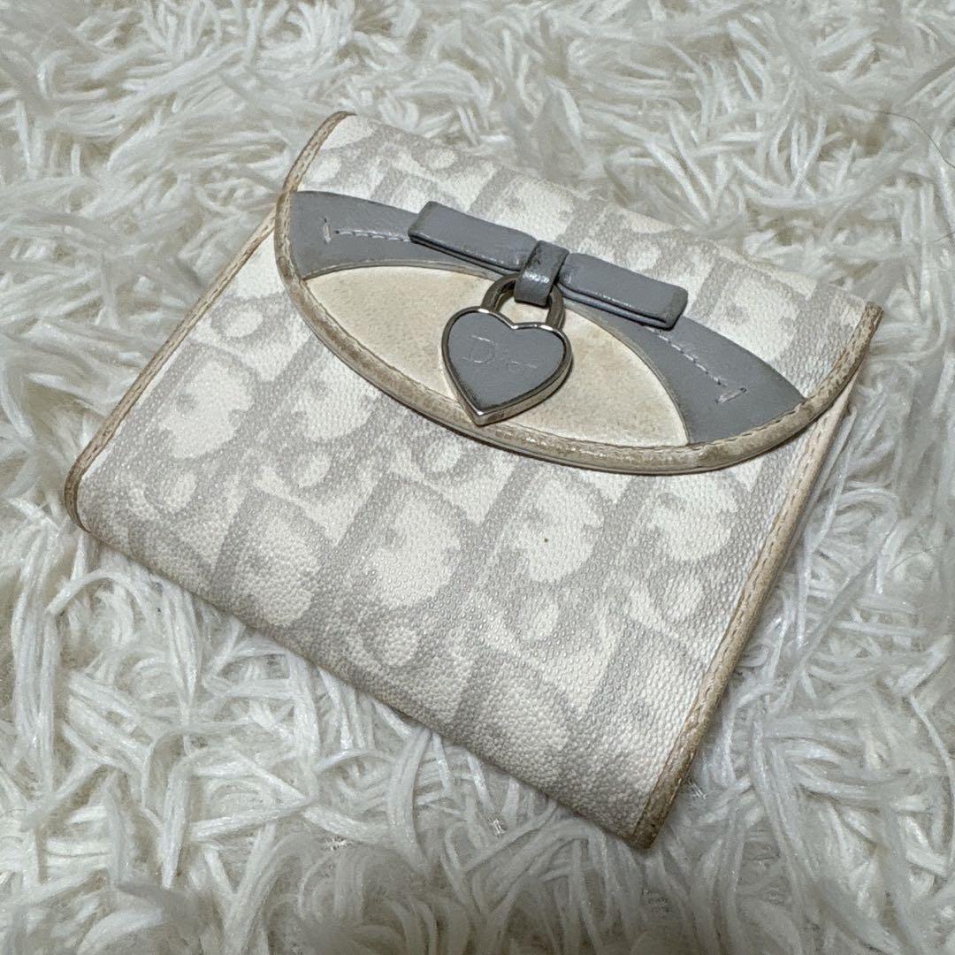 クリスチャンディオール　折財布　トロッター柄　ハート 希少 Christian Dior ディオール 折り財布 トロッター ハート