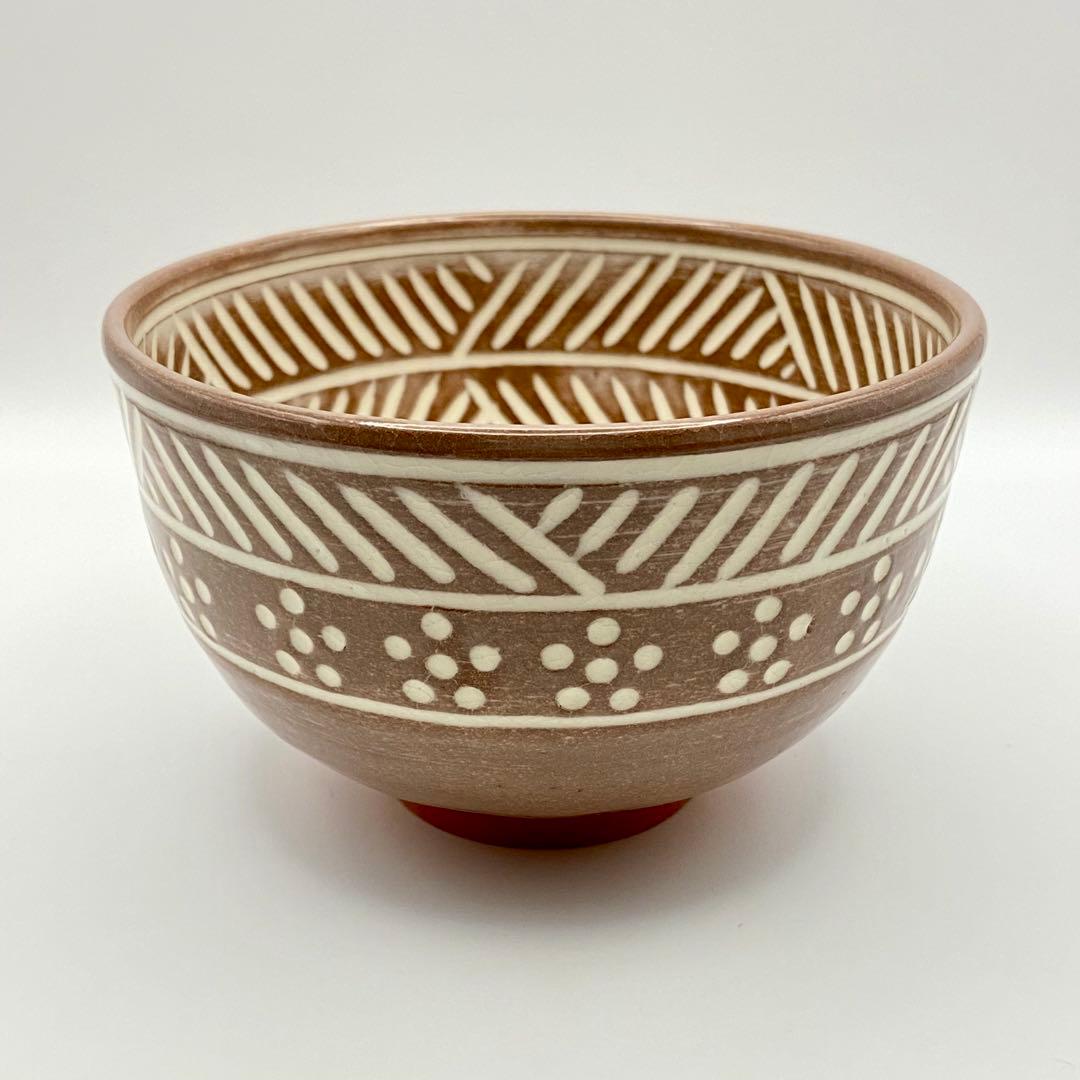 抹茶茶碗 彫三島 井上春峰 共箱入 茶道具 茶盌 茶器 京焼 伝統工芸品