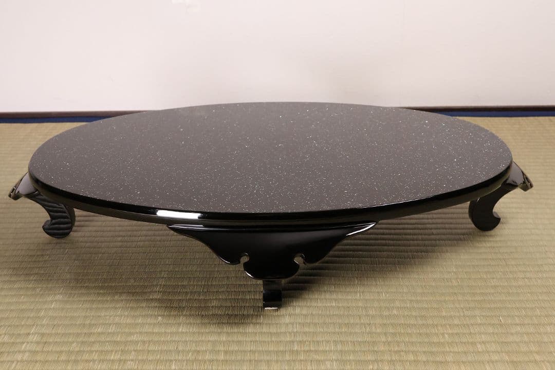 輪島塗 涛華堂 八井珠蔵 小判形 卓 螺鈿 貝梨地 木製 花台【MA804】