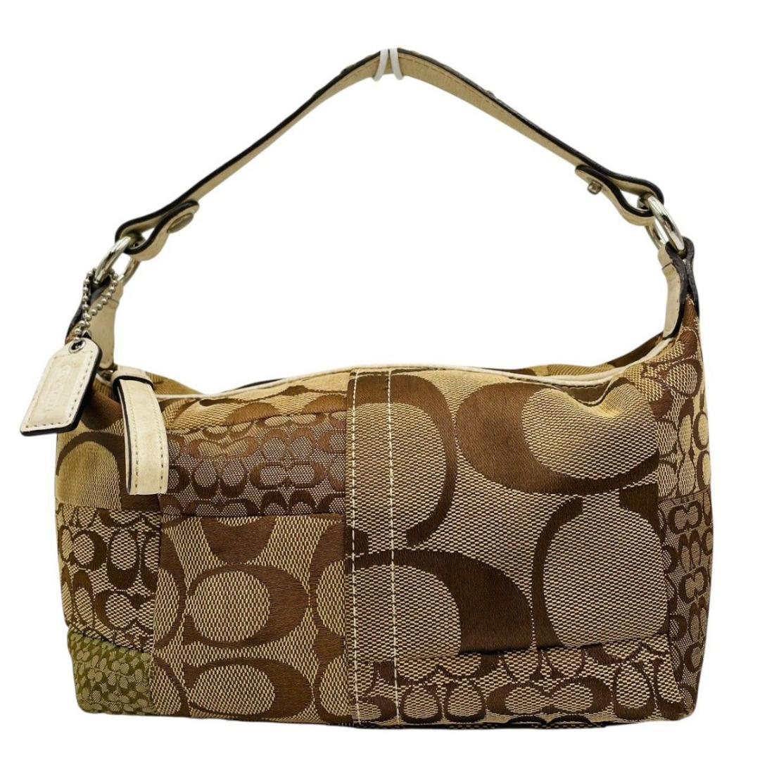 美品 コーチ ハンドバッグ アクセサリーポーチ キャンバス ブラウン 1491