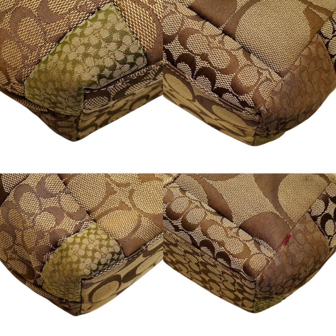 美品 コーチ ハンドバッグ アクセサリーポーチ キャンバス ブラウン 1491