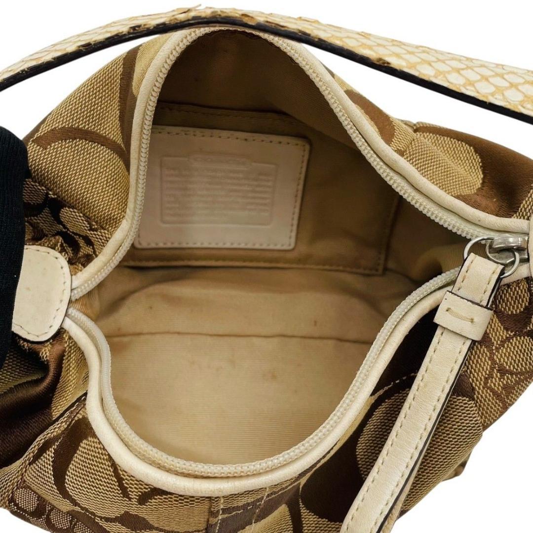 美品 コーチ ハンドバッグ アクセサリーポーチ キャンバス ブラウン 1491