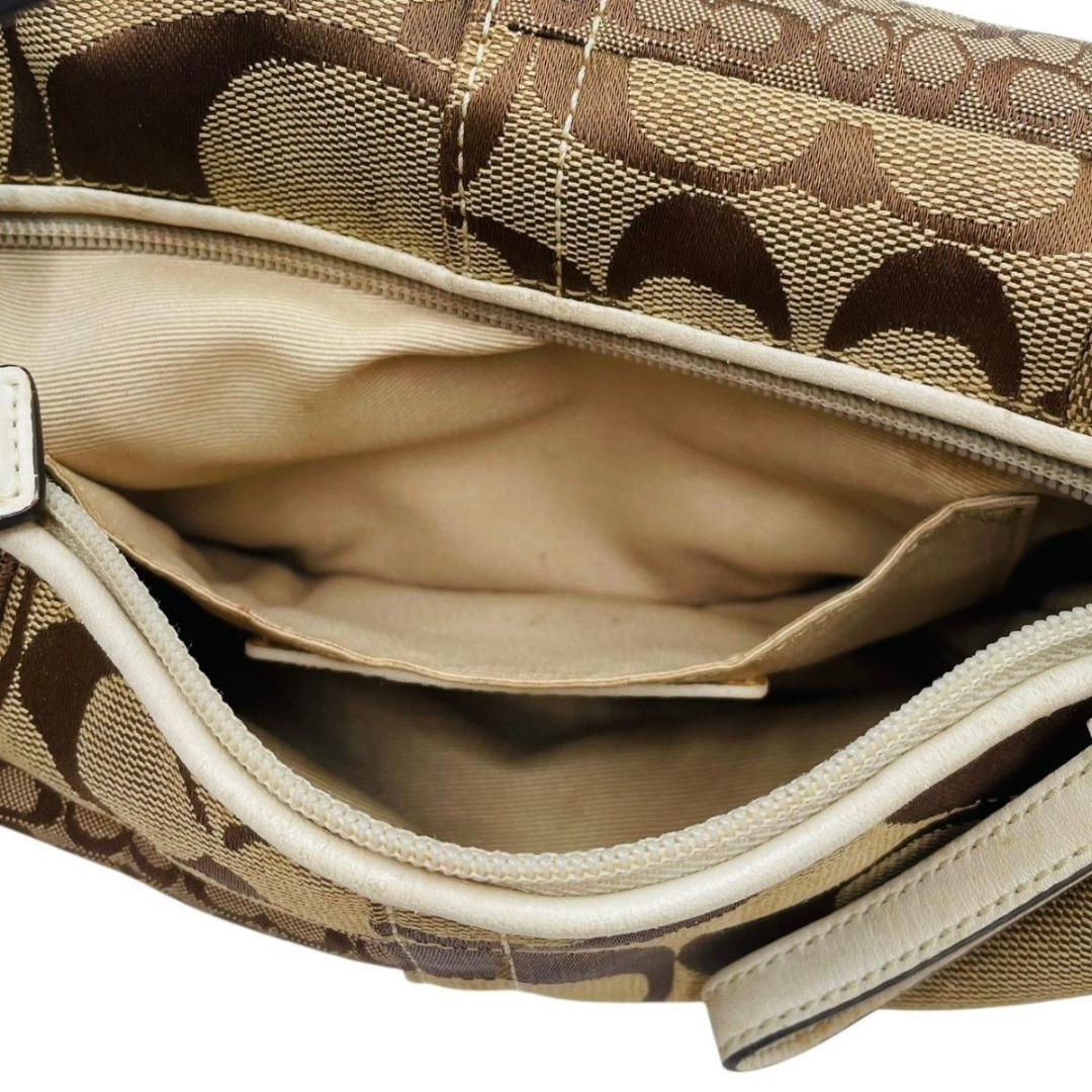 美品 コーチ ハンドバッグ アクセサリーポーチ キャンバス ブラウン 1491