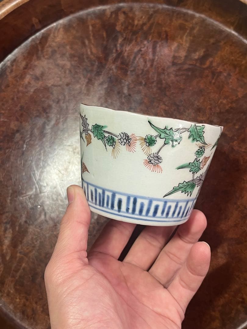 蕎麦猪口　そばちょこ　色絵　大振り　そば猪口　古伊万里　民芸　民藝　くらわんか 蕎麦猪口 そばちょこ 色絵 大振り そば猪口 古伊万里 民芸 民藝 くらわんか