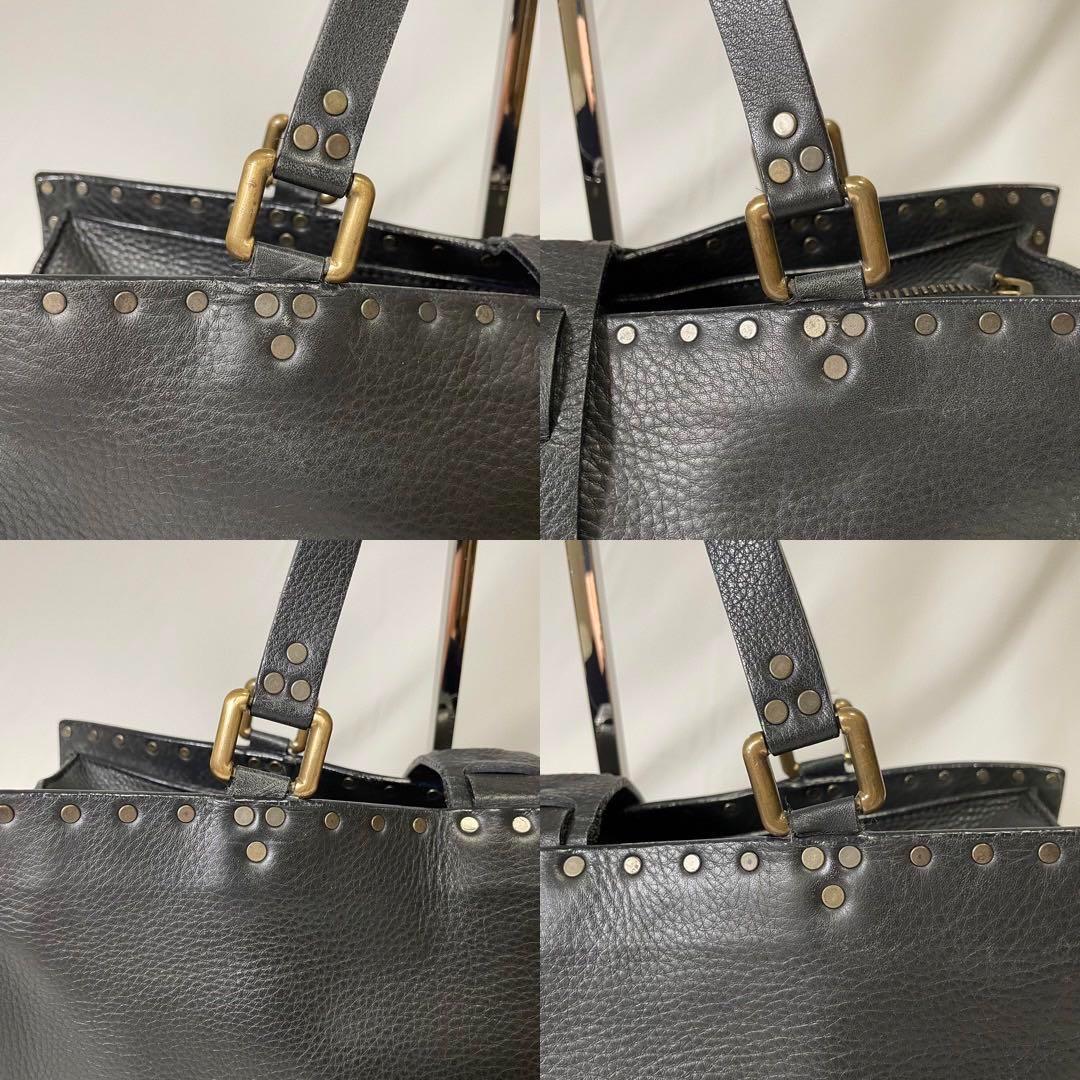 【美品】セリーヌ ハンドバッグ トートバッグ レザー スタッズ 肩掛け 黒